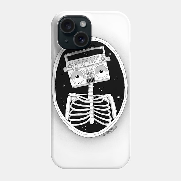 Radio + silly skeleton Phone Case by Gummy Illustrations