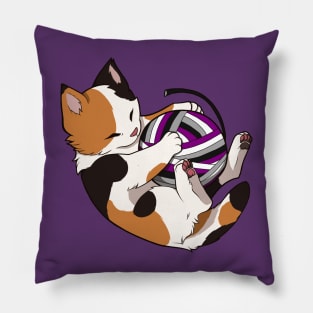 Asexual Pride Calico Cat Pillow