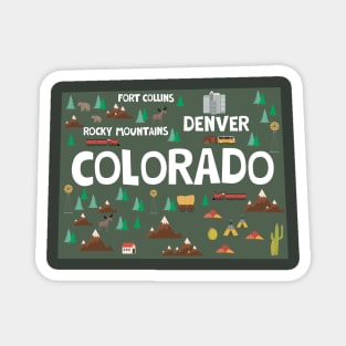 Colorado illustrated map Magnet