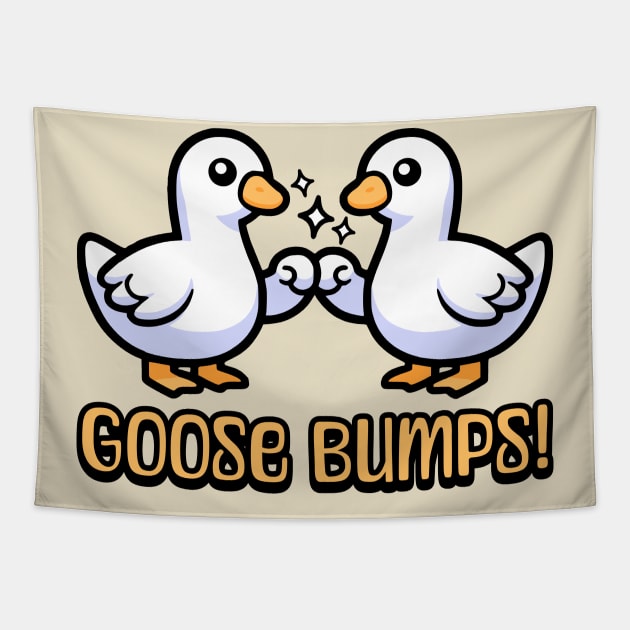 Goose Bumps! Cute Goose Pun Cartoon Tapestry by Cute And Punny