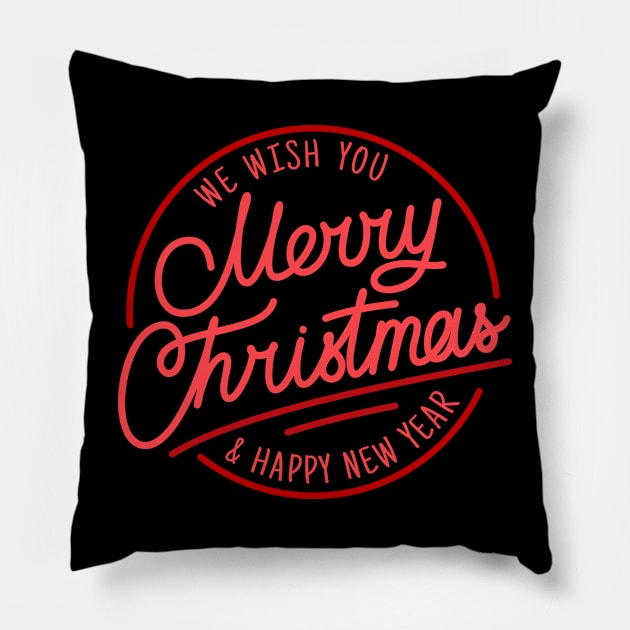 We Wish You A Merry Christmas And Happy New Year Pillow by Brooke Rae's