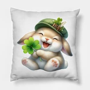 Clover Rabbit St Patricks Day Pillow