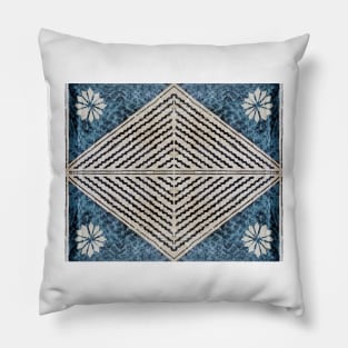 Fijian Tapa Cloth 68 by Hypersphere Pillow