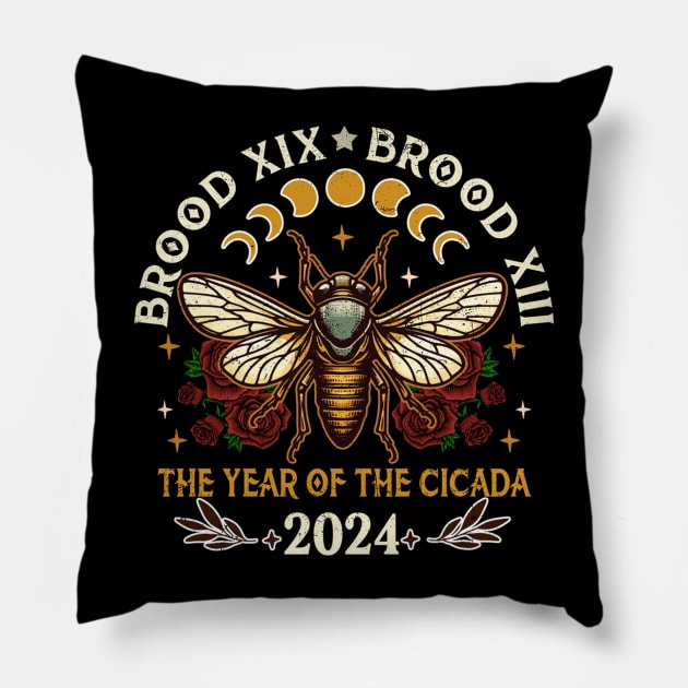 Cicada Lover Brood XIX Brood XIII Year Of The Cicada 2024 Pillow by kiperb