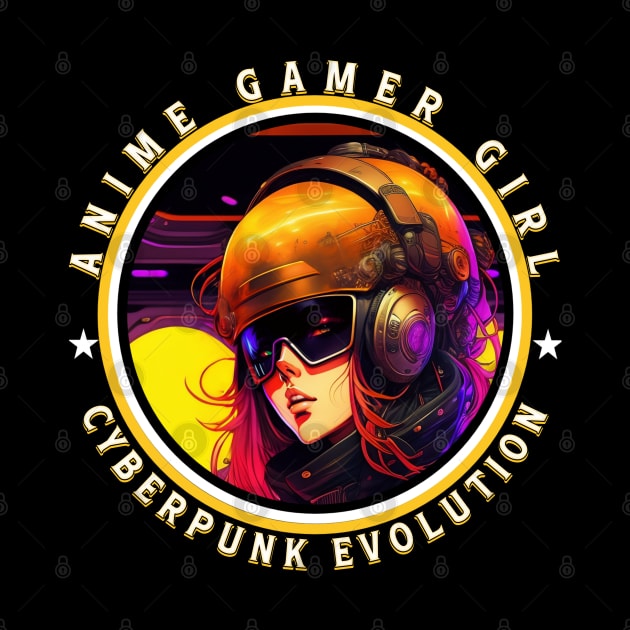 Anime Gamer Girl Cyberpunk Evolution by QuirkyPrintShop