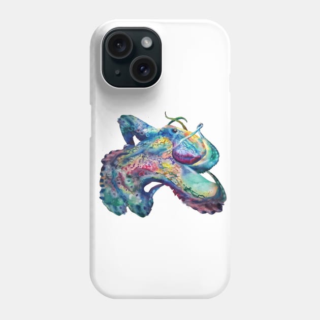 Octopus Art Watercolor Phone Case by CunninghamWatercolors