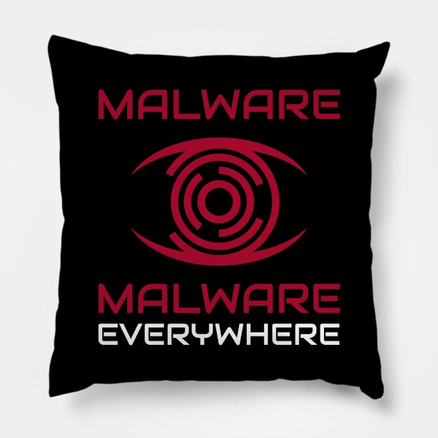Malware, Malware Everywhere Cybersecurity Pillow by OldCamp