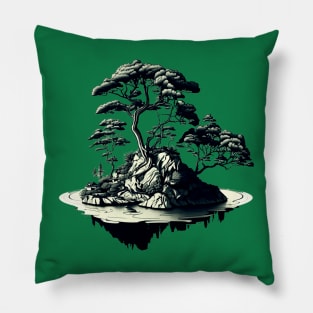 Green Tones Bonsai Island Home Pillow
