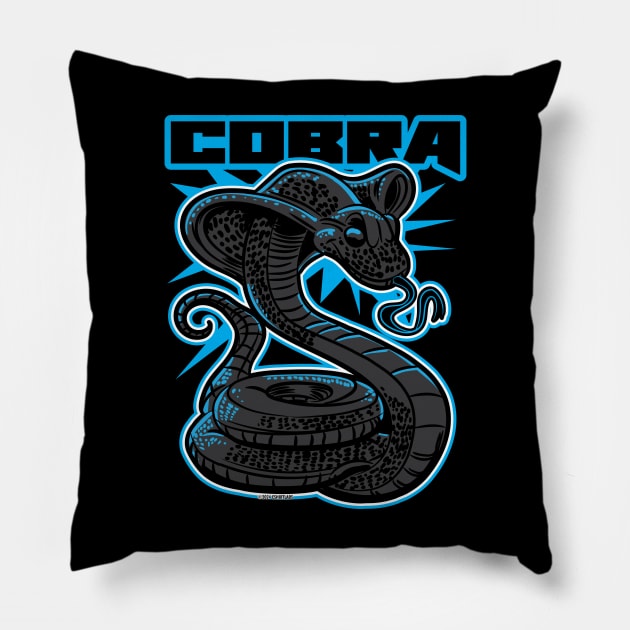 Black Cobra Strike Pillow by eShirtLabs