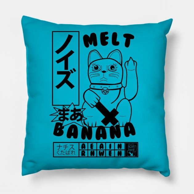 Melt Banana White on Black Pillow by ek