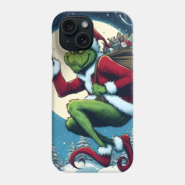 Whimsical Holidays: Grinch-Inspired Artwork and Festive Delights Phone Case by insaneLEDP