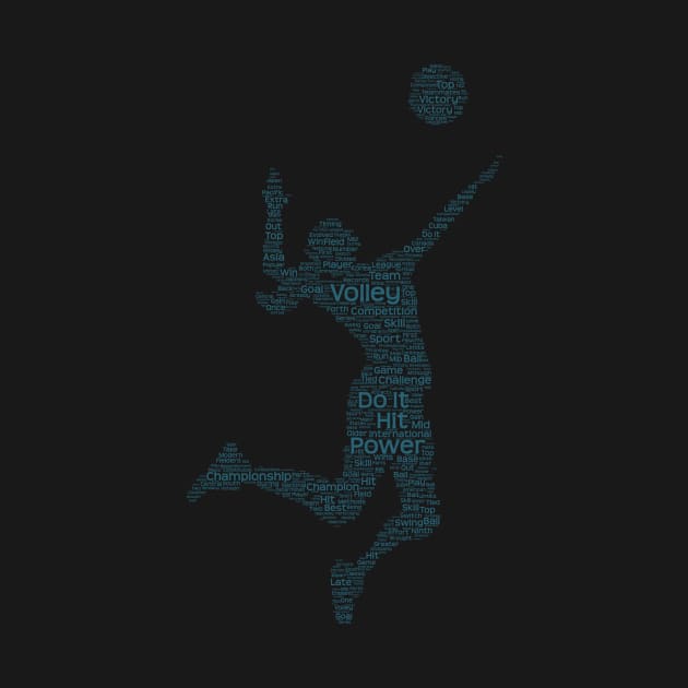 Volley Ball Player Silhouette Shape Text Word Cloud by Cubebox