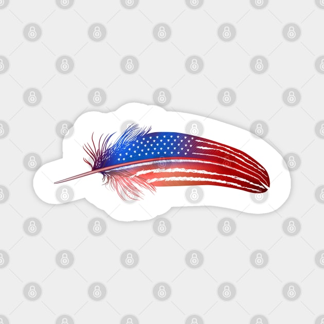 Native American Veteran Flag Day Feather for July 4th Magnet by Einstein Parrot