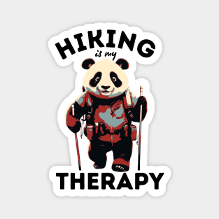 Hiking Is My Therapy Funny Panda Bear Hiking Magnet