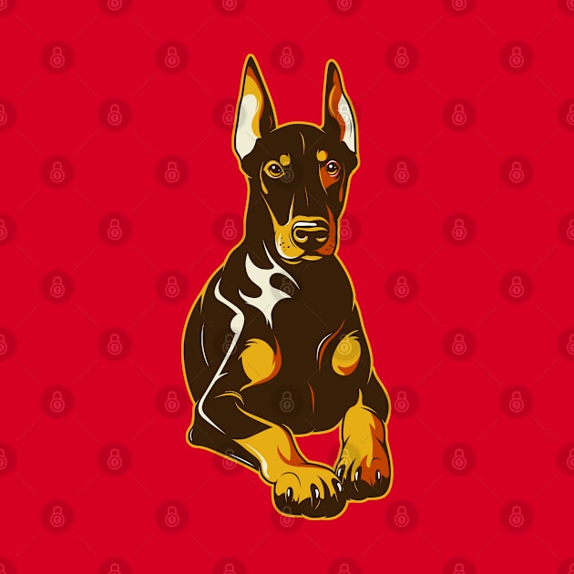 Resting Doberman Dog Art by Rumble Dog Tees