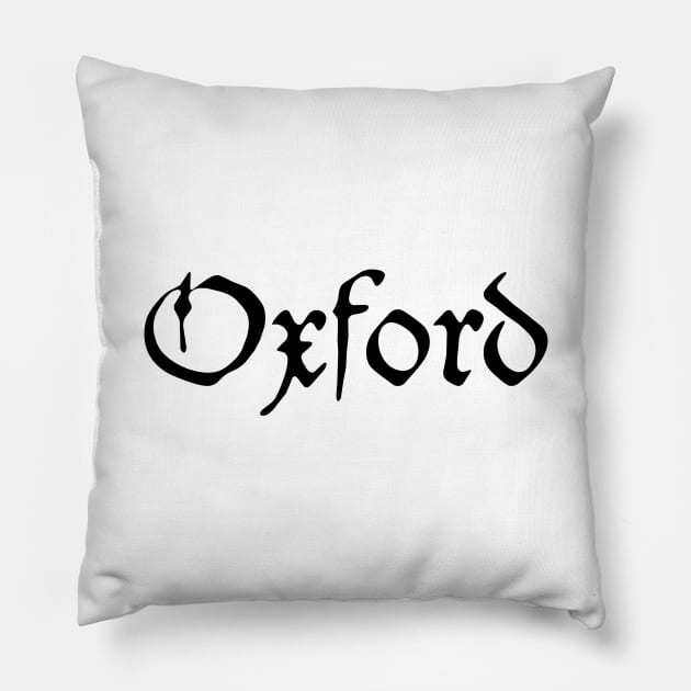 Medieval Calligraphy Oxford Black Lettering Pillow by RetroGeek