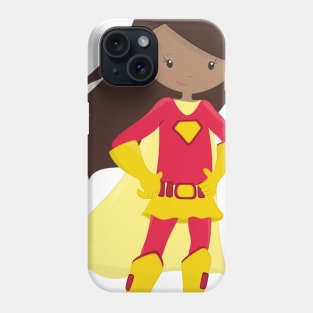 African American Girl, Superhero Girl, Red Costume Phone Case