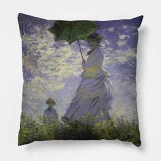 Woman with a Parasol by Claude Monet Pillow