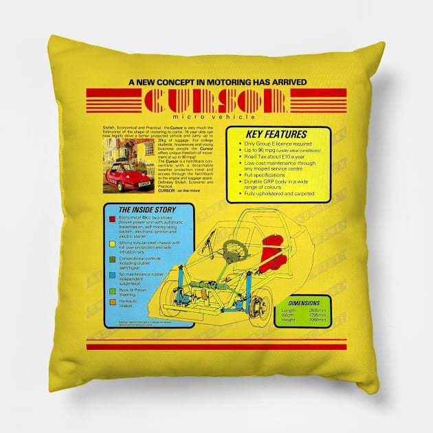 CURSOR MICRO VEHICLE - brochure Pillow by Throwback Motors