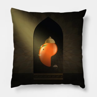 Elephant God also know as God of Knowledge and Art Ganapati or Ganesha Idol is Worshiped in India and Indian Tradition. Idol in an Indian Ethnic Temple Abstract Expression Pillow