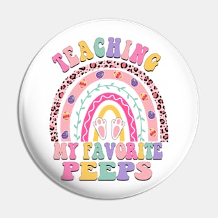 Teaching My Favorite Peeps Teacher Easter Rainbow Bunny Pin