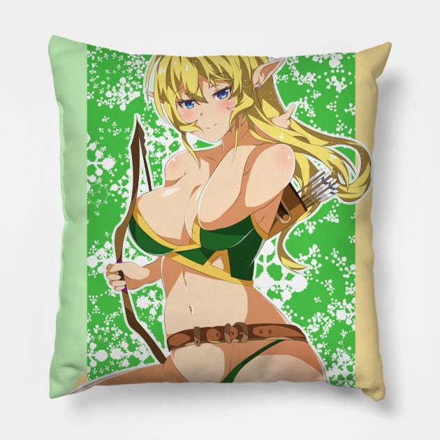 Blonde Hair Anime Elven Archer Woman Pillow by Catifornia