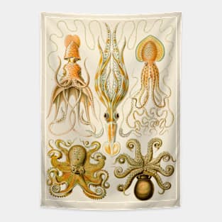 Vintage Underwater Octopus Illustration Tapestry