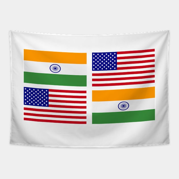 The American and India Flag x2 Tapestry by Islanr