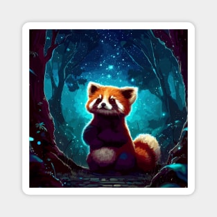 Red panda in magical forest Magnet