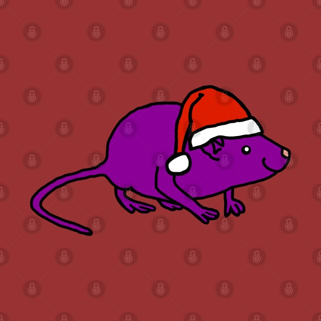 Purple Rat wearing Christmas Santa Hat by ellenhenryart