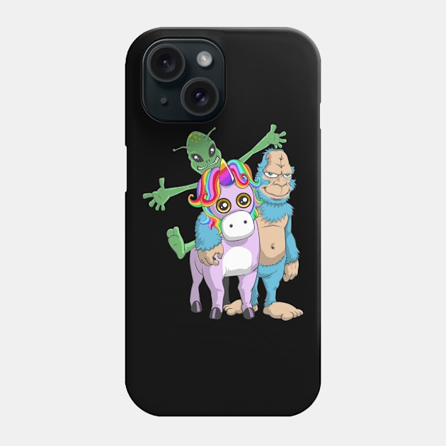 Alien Unicorn Bigfoot Mythical Creatures Friend Phone Case by ScottsRed