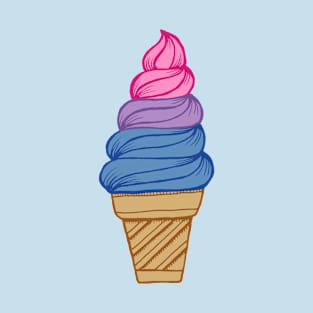 LGBTQIA+ Bisexual Pride Flag Pastel Soft Serve Ice Cream Cone T-Shirt