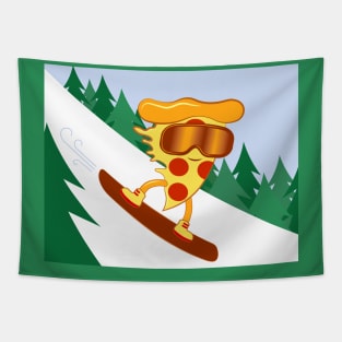 Cool Snowboarding Pizza Tapestry