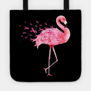 Cute Flamingo Pink Ribbon Breast Cancer Awareness Tote