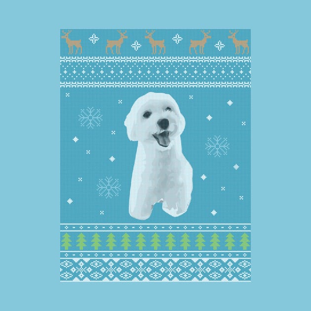 Maltipoo Ugly Christmas Sweater in Blue by gabradoodle