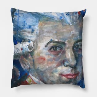 WOLFGANG AMADEUS MOZART watercolor portrait.2 Pillow