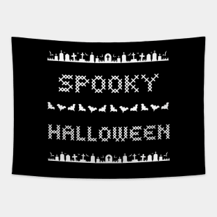 SPOOKY Season Happy Halloween White Tapestry