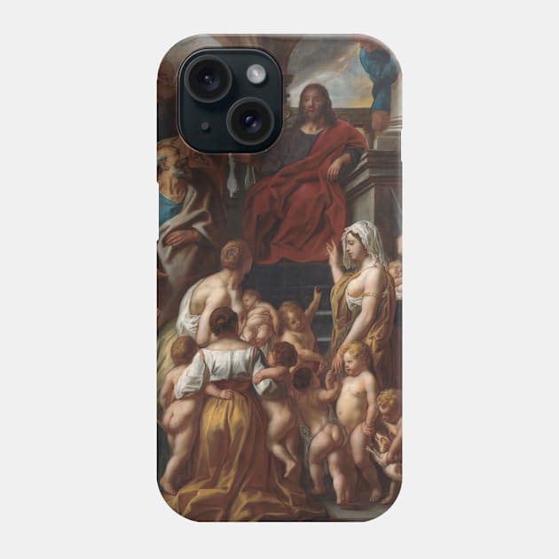 Christ Blessing Little Children. Suffer Little Children to Come Unto Me by Jacob Jordaens Phone Case by Classic Art Stall