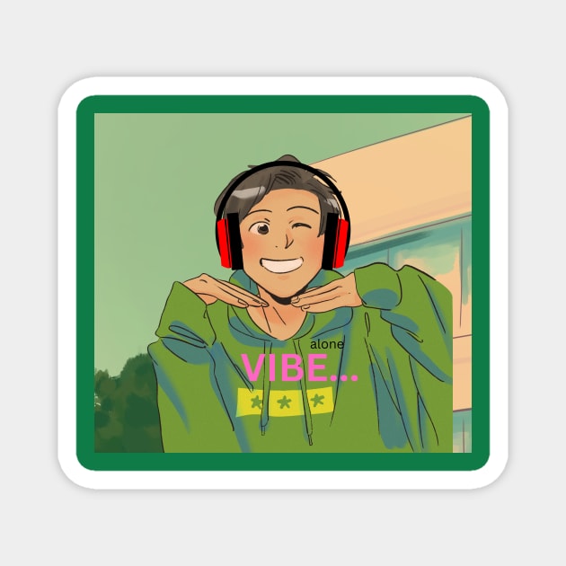 Avatar vibing with earphones retro tshirt Magnet by SherDess33