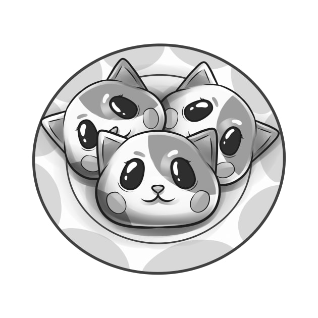 Cookie Cats Black and White by Holycat