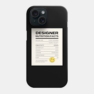 Designer Nutrition Facts Phone Case