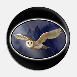 Glowing Barn Owl Oval Pin
