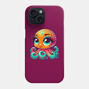 Kawaii Octopus with Long Lashes and Big Eyes Phone Case