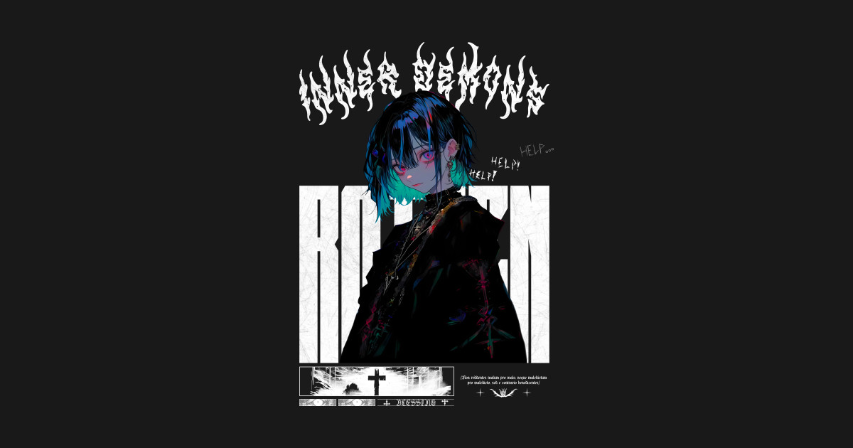 Inner Demons Anime Girl - Anime - T-Shirt | TeePublic