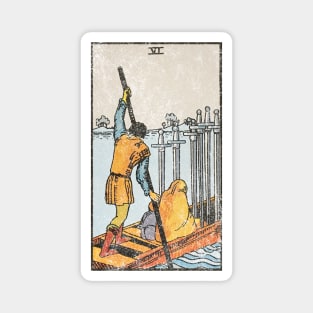 Six of swords tarot card (distressed) Magnet