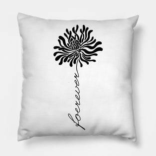 Lotus Forewer Black Flower with letter Pillow