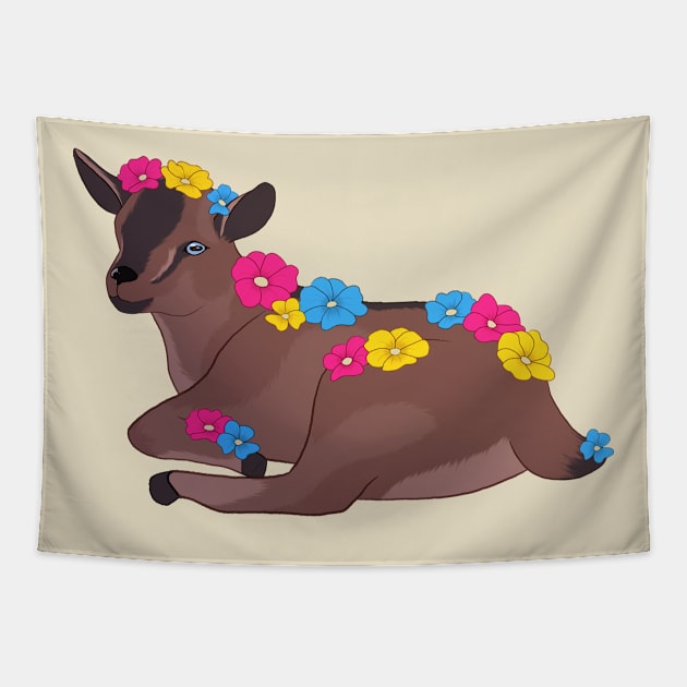 Pansexual Pride Baby Goat Kid Tapestry by celestialuka