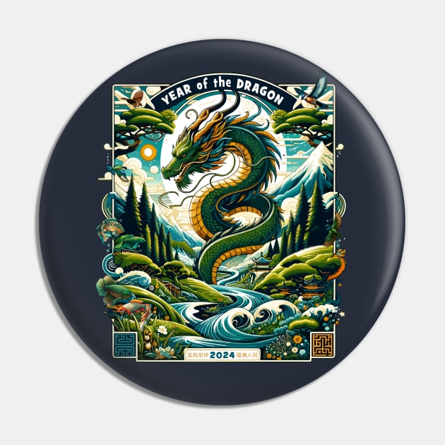 Verdant Dragon's Realm Enchanted Valley - Lunar New Year 2024 Pin by 2HivelysArt