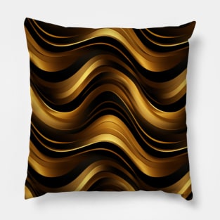 Golden Harmony: Abstract Stripes in Luxe Gold Pillow