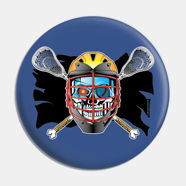 Pirate Lacrosse Skull and Cross Sticks Pin by eShirtLabs